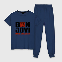 Пижама хлопковая женская Bon Jovi: Nice day, цвет: тёмно-синий