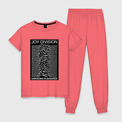 Пижама хлопковая женская Joy Division: Unknown Pleasures, цвет: коралловый