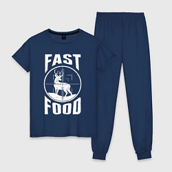 Пижама хлопковая женская FAST FOOD олень в прицеле, цвет: тёмно-синий