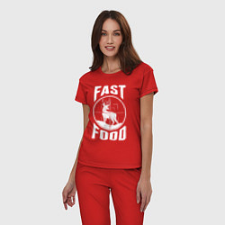 Пижама хлопковая женская FAST FOOD олень в прицеле, цвет: красный — фото 2