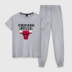 Пижама хлопковая женская Chicago Bulls, цвет: меланж