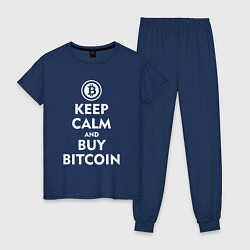 Пижама хлопковая женская Keep Calm & Buy Bitcoin, цвет: тёмно-синий