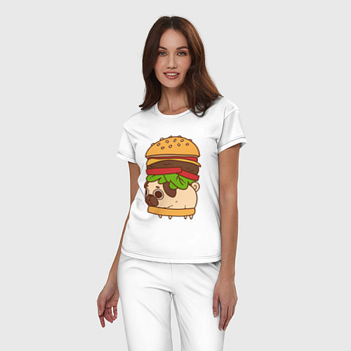 Женская пижама Мопс-бургер / Белый – фото 3