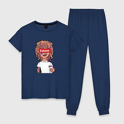 Пижама хлопковая женская Lil Pump: Esketit Style, цвет: тёмно-синий