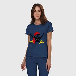 Пижама хлопковая женская Пиратская футболка, цвет: тёмно-синий — фото 2