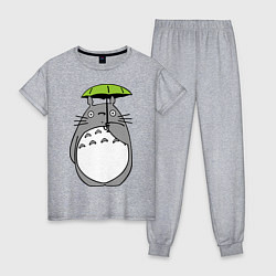 Пижама хлопковая женская Totoro с зонтом, цвет: меланж