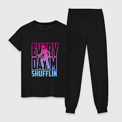 Пижама хлопковая женская Everyday I'm shuffling, цвет: черный