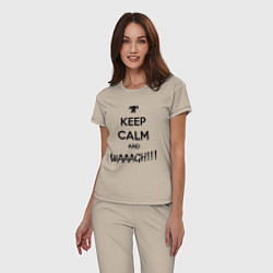 Пижама хлопковая женская Keep Calm & WAAAGH, цвет: миндальный — фото 2