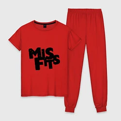 Пижама хлопковая женская Misfits, цвет: красный