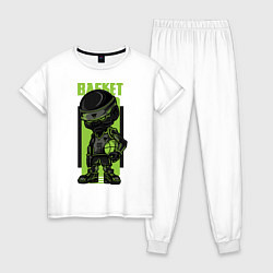 Пижама хлопковая женская Basket Man, цвет: белый