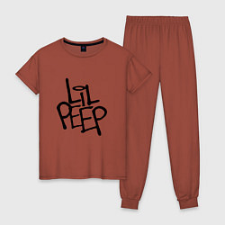 Пижама хлопковая женская Lil Peep, цвет: кирпичный