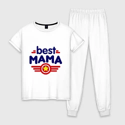 Пижама хлопковая женская Best mama logo, цвет: белый