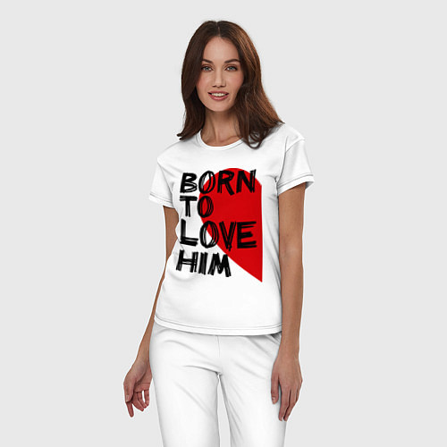 Женская пижама Born to love him / Белый – фото 3