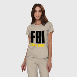 Пижама хлопковая женская FBI: Cyber Crime цвета миндальный — фото 2