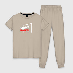 Пижама хлопковая женская Hannibal For King Workout, цвет: миндальный