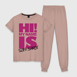 Пижама хлопковая женская Slim shady, цвет: пыльно-розовый