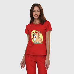 Пижама хлопковая женская Влюбленная собачка, цвет: красный — фото 2