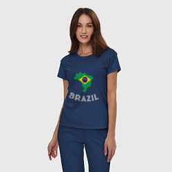 Пижама хлопковая женская Brazil Country, цвет: тёмно-синий — фото 2