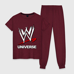 Пижама хлопковая женская WWE universe, цвет: меланж-бордовый