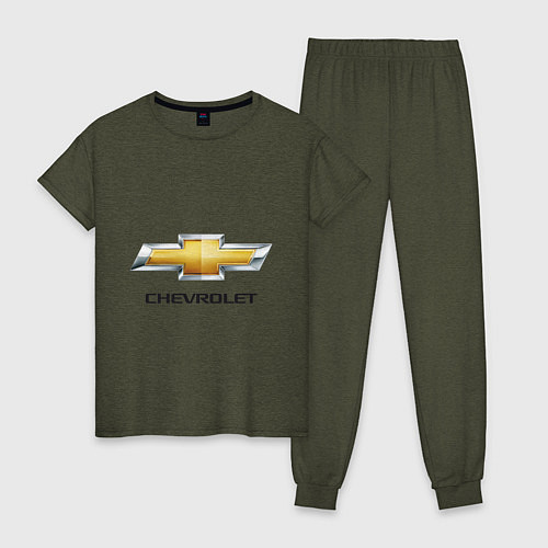Женская пижама Chevrolet логотип / Меланж-хаки – фото 1