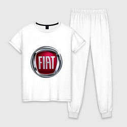 Пижама хлопковая женская FIAT logo, цвет: белый