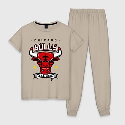 Пижама хлопковая женская Chicago Bulls est. 1966, цвет: миндальный