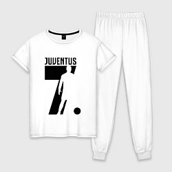 Пижама хлопковая женская Juventus: Ronaldo 7, цвет: белый