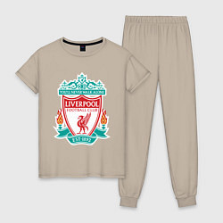 Пижама хлопковая женская Liverpool FC, цвет: миндальный