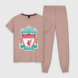 Пижама хлопковая женская Liverpool FC, цвет: пыльно-розовый