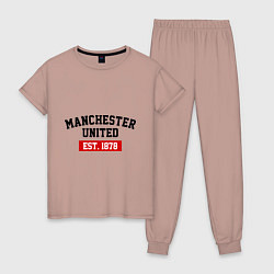 Пижама хлопковая женская FC Manchester United Est. 1878, цвет: пыльно-розовый