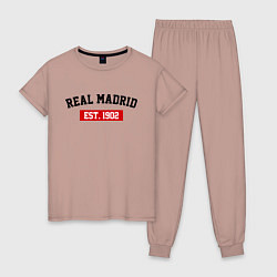 Пижама хлопковая женская FC Real Madrid Est. 1902, цвет: пыльно-розовый