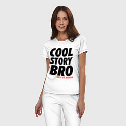 Пижама хлопковая женская Cool Story Bro, цвет: белый — фото 2