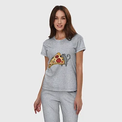 Пижама хлопковая женская Кусочек пиццы парная, цвет: меланж — фото 2