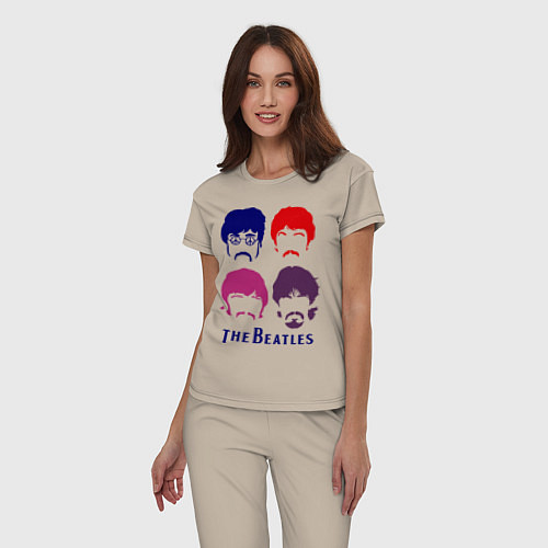 Женская пижама The Beatles faces / Миндальный – фото 3