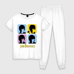 Пижама хлопковая женская The Beatles: pop-art, цвет: белый