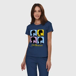 Пижама хлопковая женская The Beatles: pop-art, цвет: тёмно-синий — фото 2