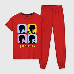 Пижама хлопковая женская The Beatles: pop-art, цвет: красный