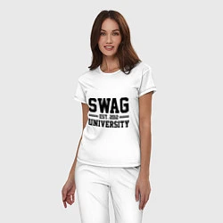 Пижама хлопковая женская Swag University, цвет: белый — фото 2