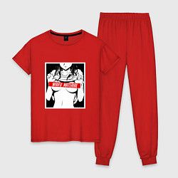 Пижама хлопковая женская Waifu Material, цвет: красный