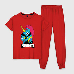Пижама хлопковая женская Fortnite Unicorn, цвет: красный