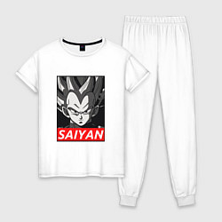 Пижама хлопковая женская SAIYAN OBEY, цвет: белый