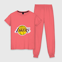Пижама хлопковая женская LA Lakers, цвет: коралловый