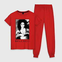 Пижама хлопковая женская Monica Bellucci: Black, цвет: красный