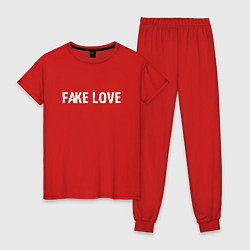 Пижама хлопковая женская FAKE LOVE, цвет: красный