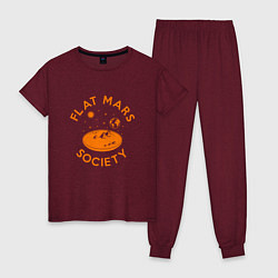 Пижама хлопковая женская Flat Mars Society, цвет: меланж-бордовый