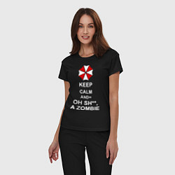 Пижама хлопковая женская Keep Calm & Oh Sh**, A Zombie, цвет: черный — фото 2