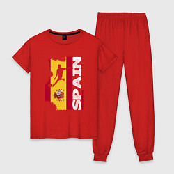 Пижама хлопковая женская Spain Football, цвет: красный