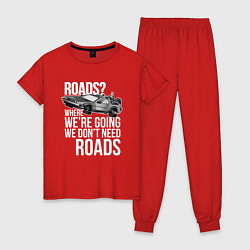Пижама хлопковая женская We don't need roads, цвет: красный