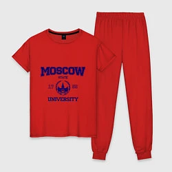 Пижама хлопковая женская MGU Moscow University, цвет: красный