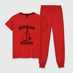 Пижама хлопковая женская Russian Boxing, цвет: красный